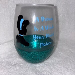 Cinderella Inspired Glitter Stemless Wine Glass